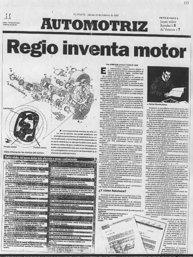 Gearturbine El Norte Newspaper Automotriz El Norte saturday 20 Feb 1993. Monterrey MX